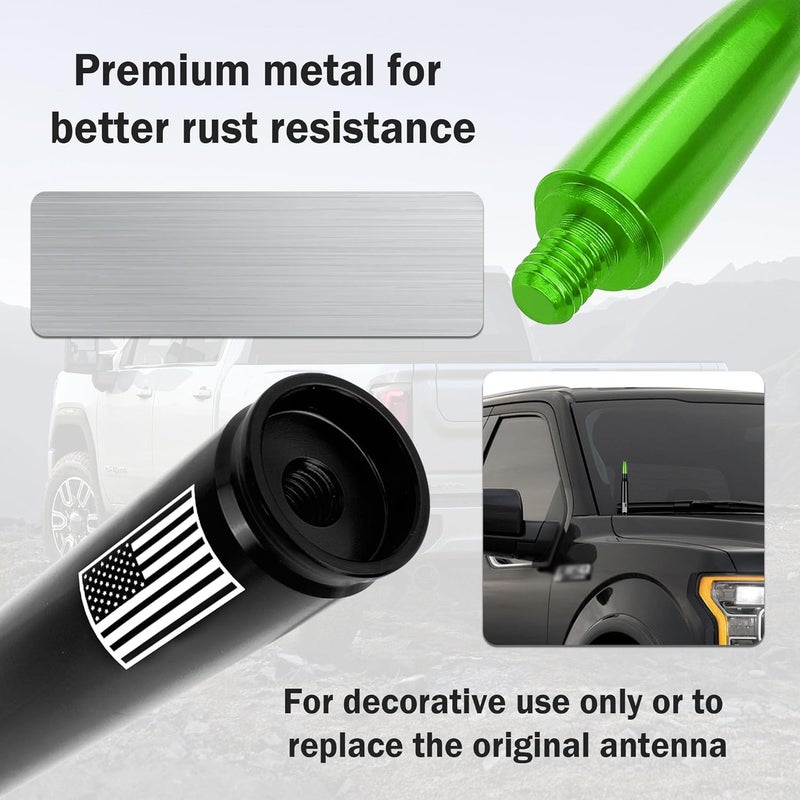 Junecarp American Flag Car Bullet Antenna,Truck Exterior Decoration Accessories[New Upgrade Flag Design] Car Antenna Replacement for Car SUV Truck Most Auto Cars Antenna Accessories (Green) - Image 4